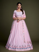 Anmol Blush Pink Heavy Georgette Embroidery with Sequins Work Lehenga